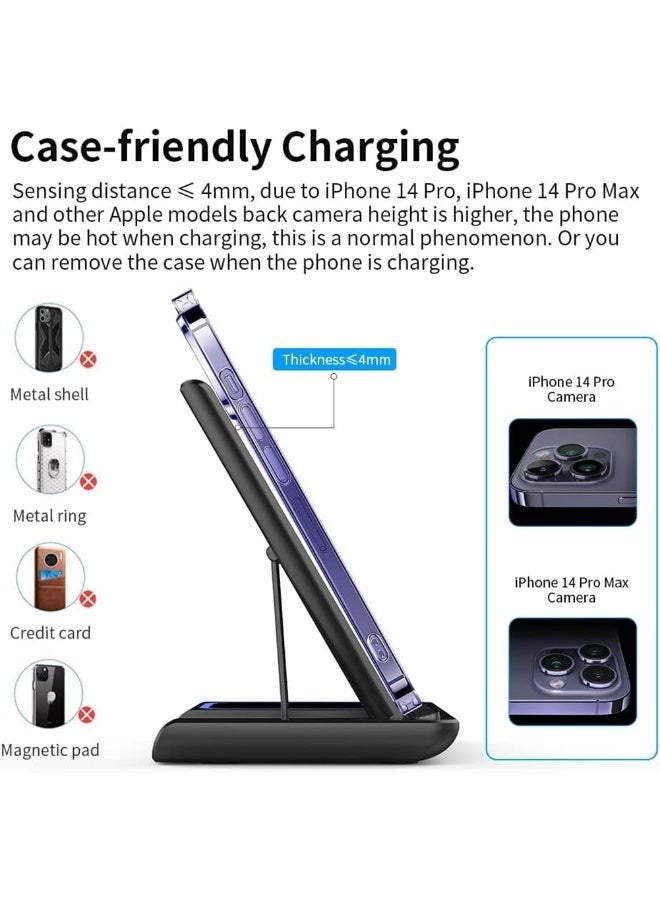 FDTY محطة شحن لاسلكية مغناطيسية 3 في 1، حامل شاحن سريع 15 وات لسلسلة iPhone 17/16/15/14/13/12، Apple Watch Ultra/11/10/9/8/SE، AirPods Pro/4/3/2، قاعدة شاحن قابلة للطي للسفر - Image 2